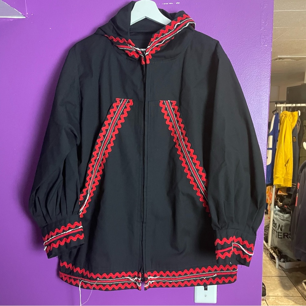 🪡🤚 HANDMADE in ALASKA parka jacket red and black one size 🤚🪡